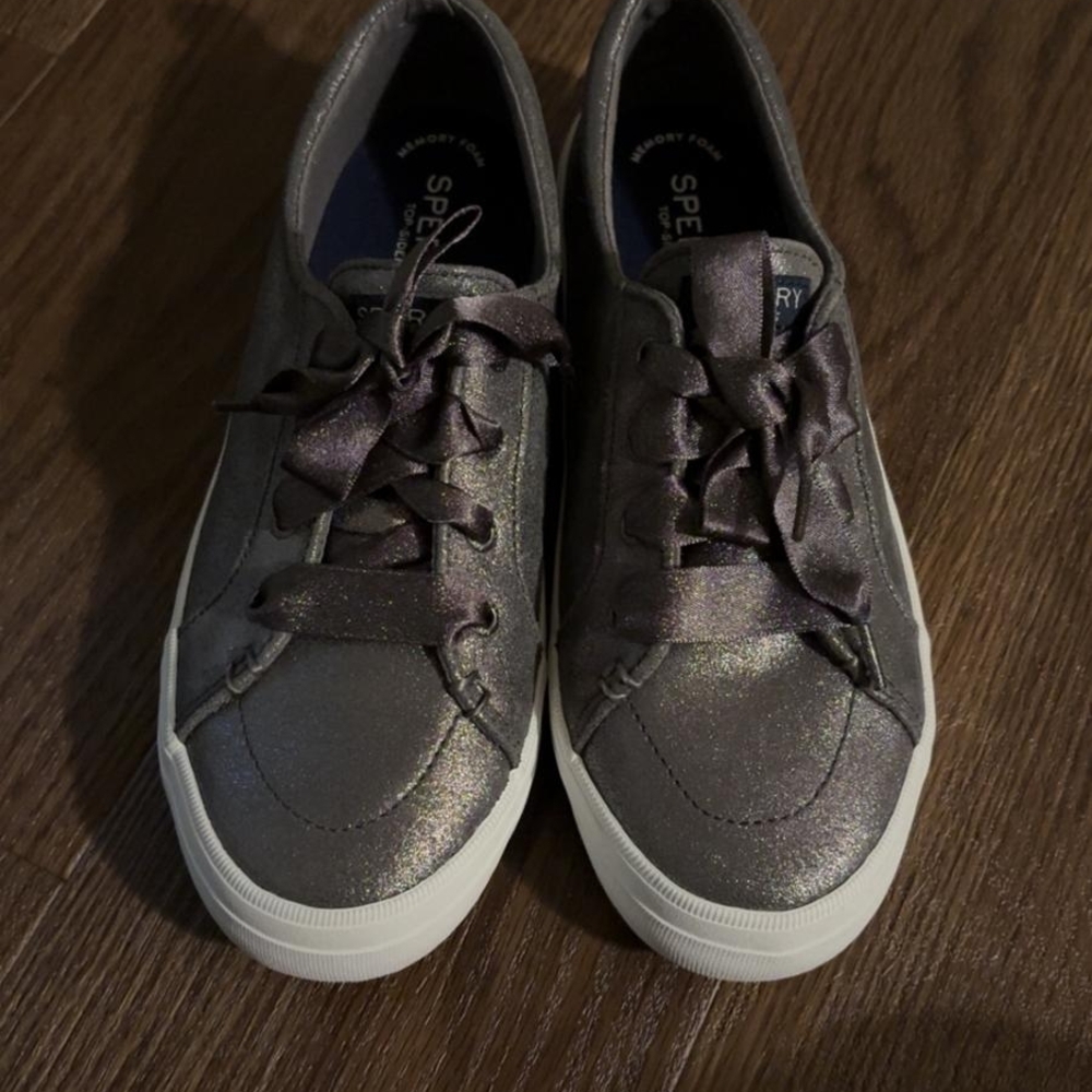 Sperry Metallic Sneakers with Ribbon Laces - Picture 1 of 5